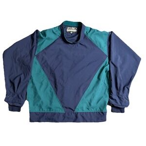 Zero Restrictions XL Golf Pullover Windbreaker Green Blue Men Vintage Made InUSA